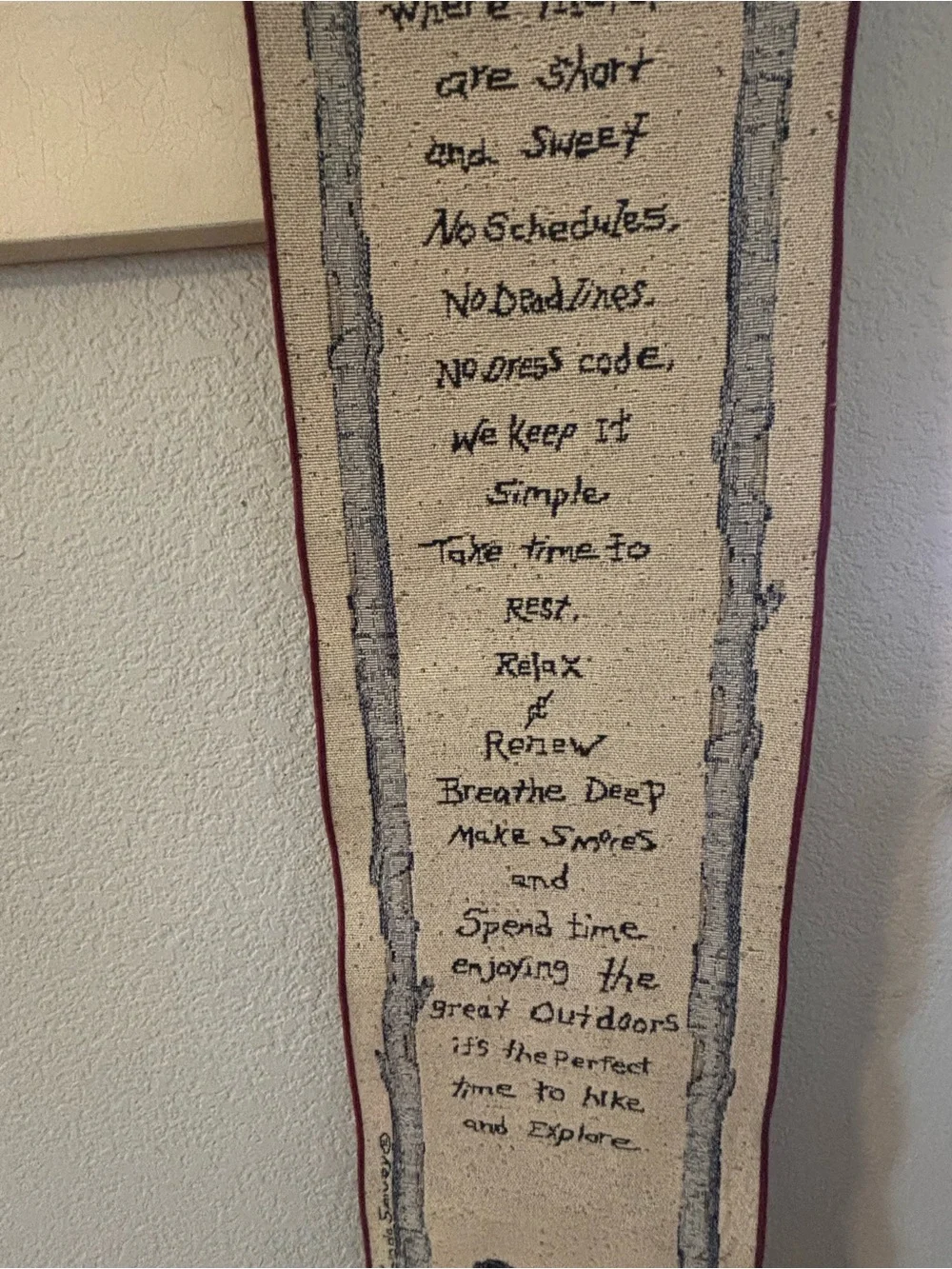 Beige Cabin Rules Tapestry Wall Hanging - Home Wall Decor